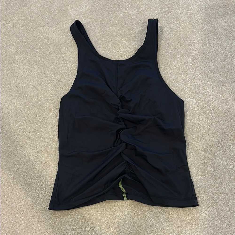 Black Ruched Fitted Tank Top